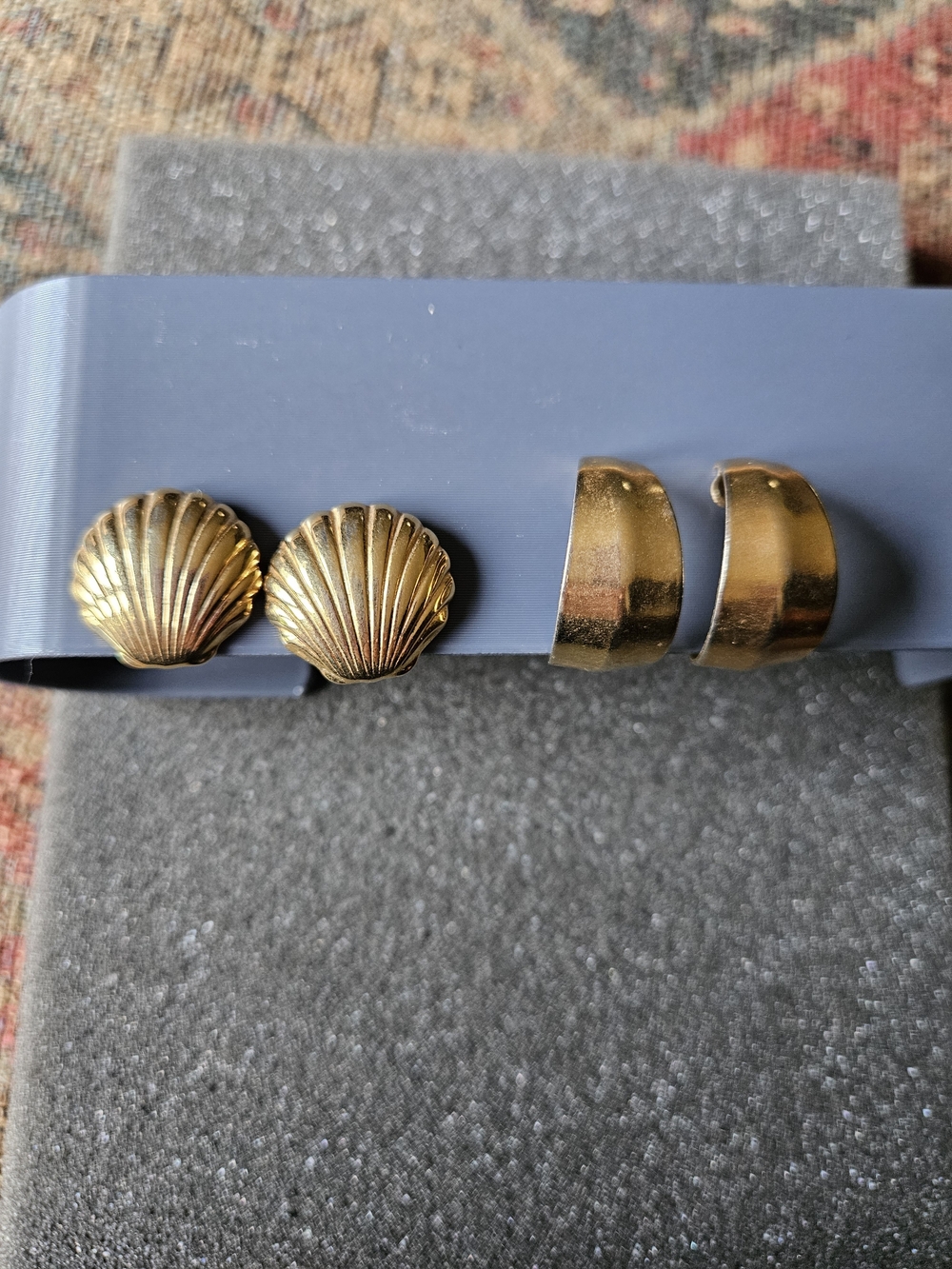 Gold Shell & Hoop Earrings  Costume